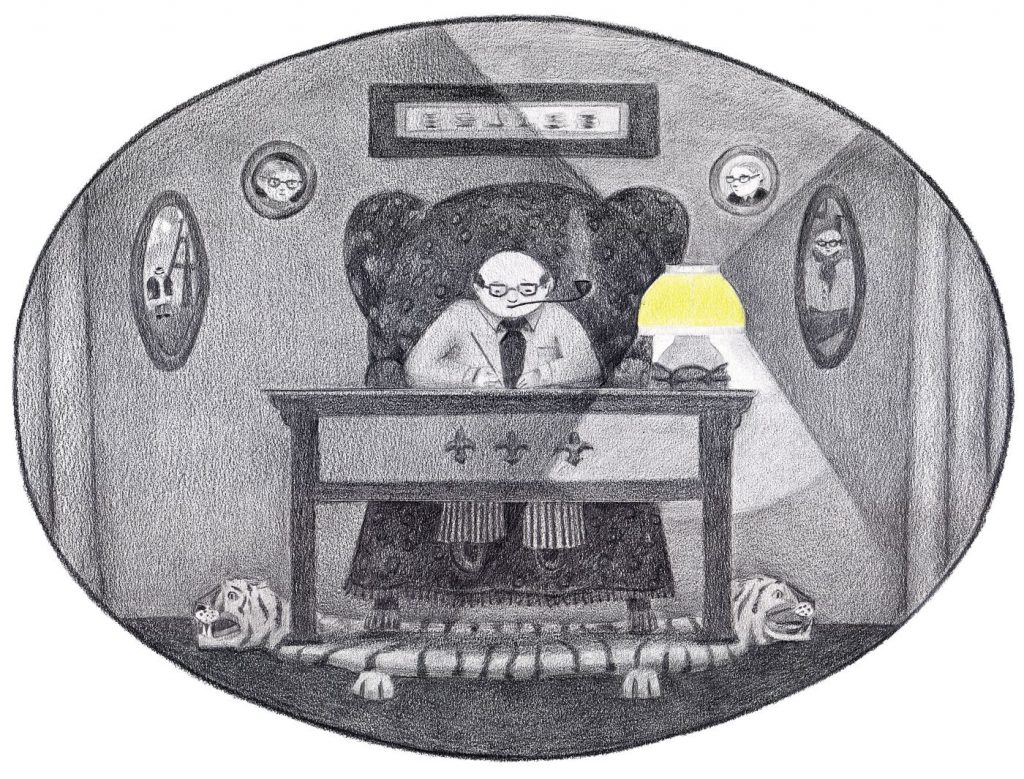 Ilustración de Diana Benzecry, de la serie «El senior E». / Tomada de Iberoamérica Ilustra (Catálogo).